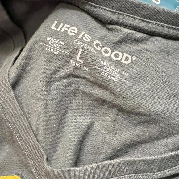 NWT Life is Good Navy Blue Graphic V neck T-Shirt, size large - Picture 7 of 7